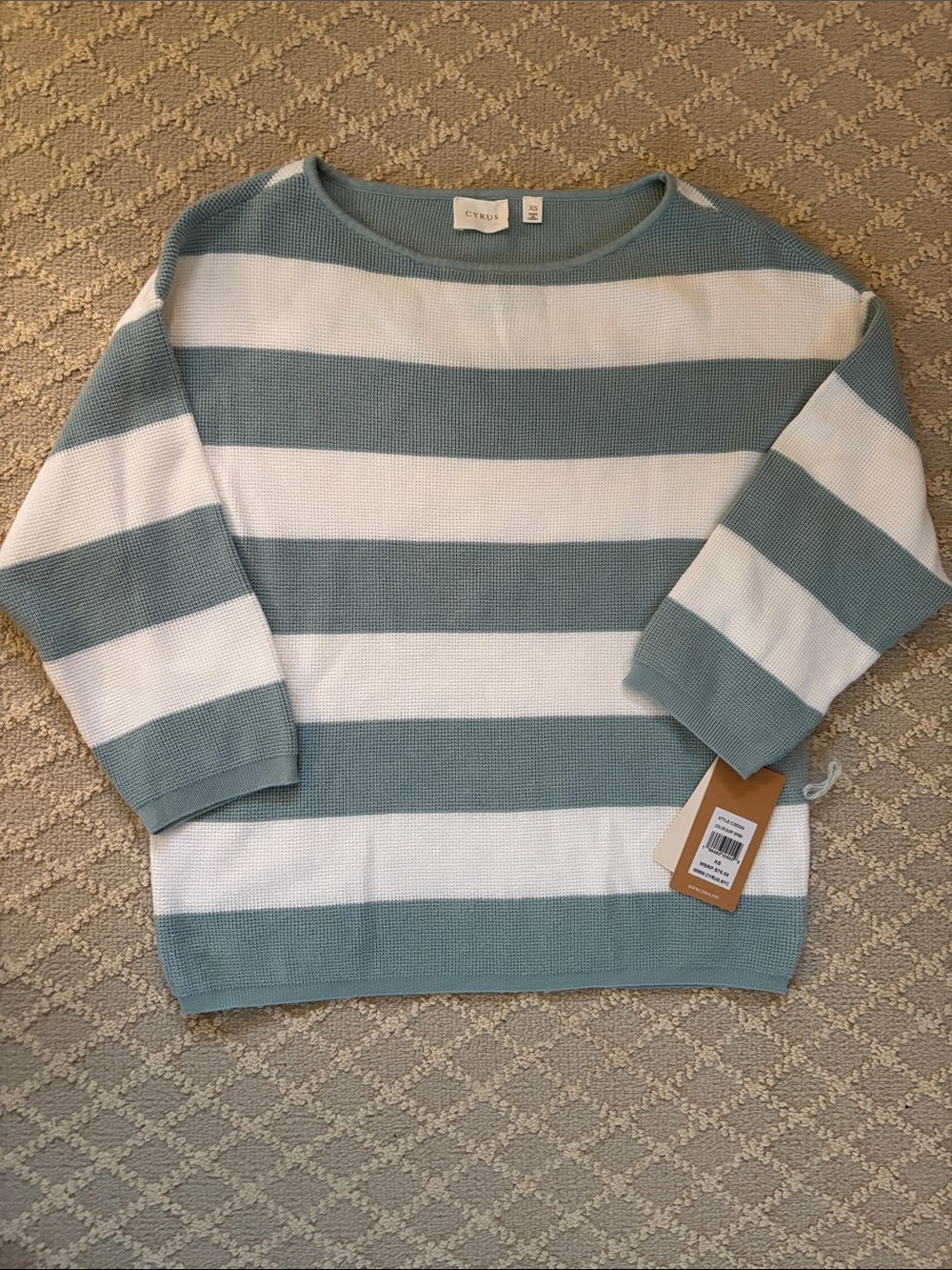 NWT Cyrus Wide-Stripe Scoop Neck Sweater